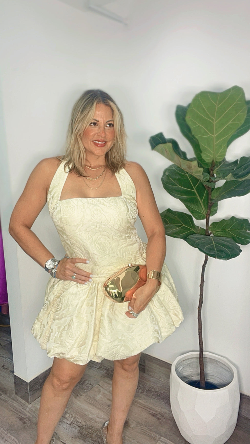 "Butter Yellow" Rose Bloom Mini Dress