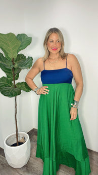 Natasha Navy Green Maxi Dress