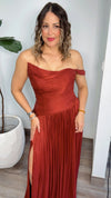 Burgundy Asymmetric Draping Sculpted Dress