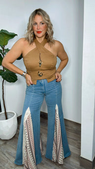 Boho Patchwork Flare Jeans