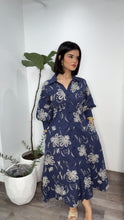 "Bloom Shirt Midi Dress" (Gracia Navy)