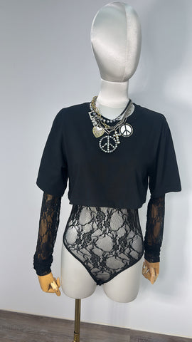 Layering Lacey Black Bodysuit