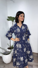 "Bloom Shirt Midi Dress" (Gracia Navy)