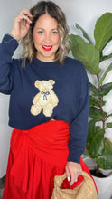 Navy Cream Bear Sweater