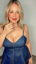 Denim Peplum Corset Set