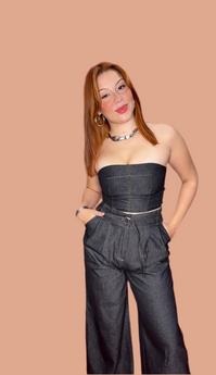 Black Denim Tube Top