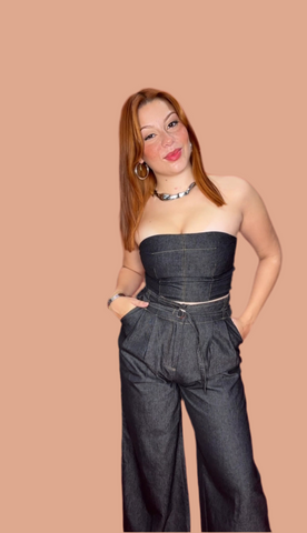 Black Denim Tube Top