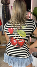 Heart Cherry Black Striped Shirt