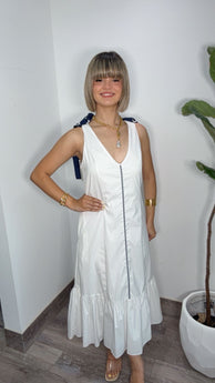 Sailor Grace White Midi Dress