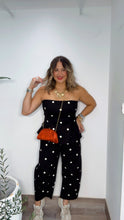 Black Polka Dot Strapless Peplum Pants Set