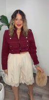 Ivory Lace Hem Bermuda Shorts