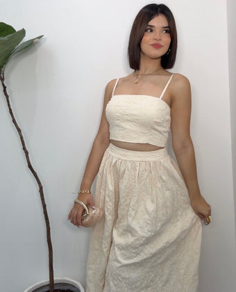 Susana Brocade Crop Top & Midi Skirt Set