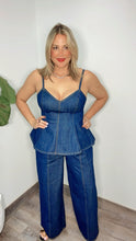 Denim Peplum Corset Set