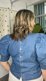 Denim Puffy Blouse