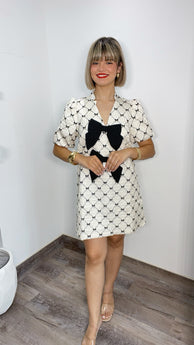 Ivory Black Bow Dress