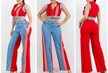 Red Denim Top & Pant Set