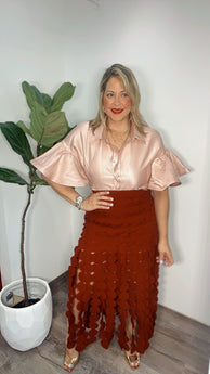 Gracia Satín Rosé Blouse