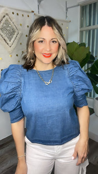 Denim Puffy Blouse