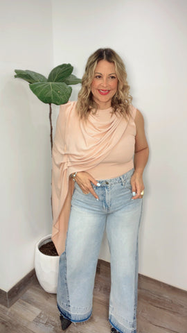 Blush Draped Cape Top