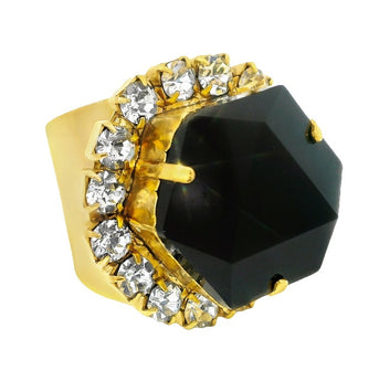 TOVA Black Gem Gold Ring