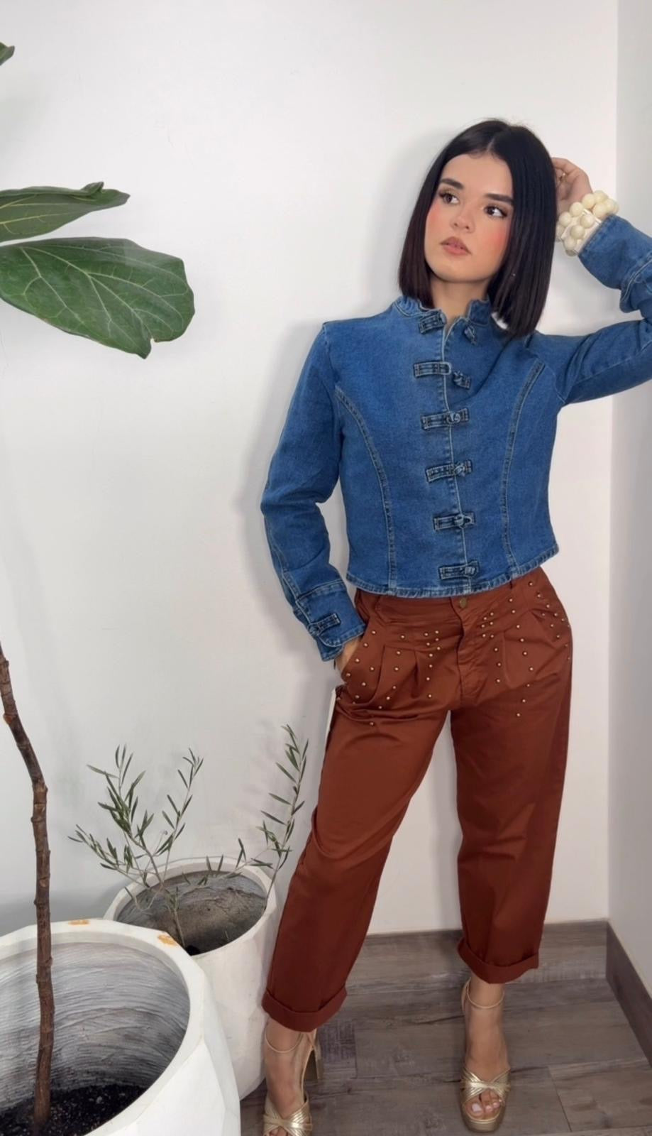 Mandarín Denim Strech Jacket