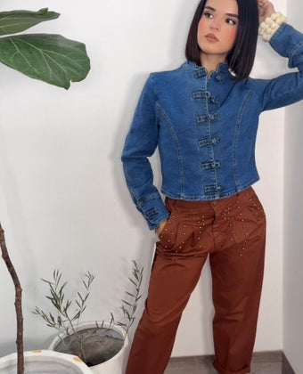 Mandarín Denim Strech Jacket