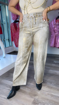 Gold Metallic Comfy Pant