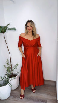 Lady in Red Midi Dress