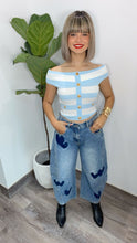 LT Blue Off Shoulder Basic Top