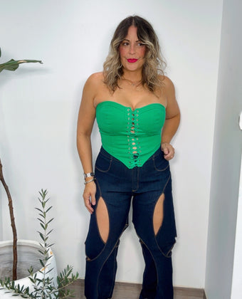 Cut Out Dark Denim Jean