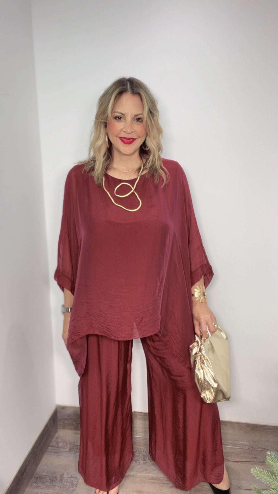 Italy Burgundy Silk Tunic