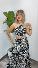 Boho Black Print Cut-Out Maxi-Dress
