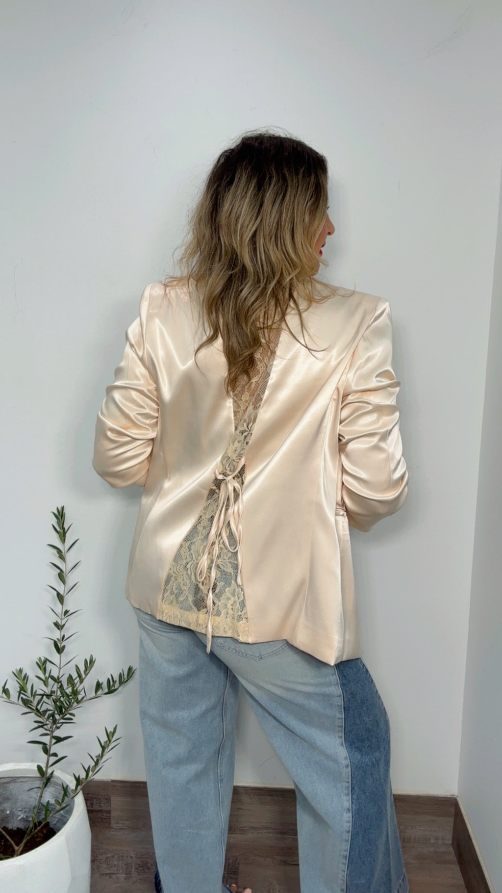 Champagne Lace Back Blazer