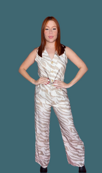 Sand Zebra Print Vest & Pant Set