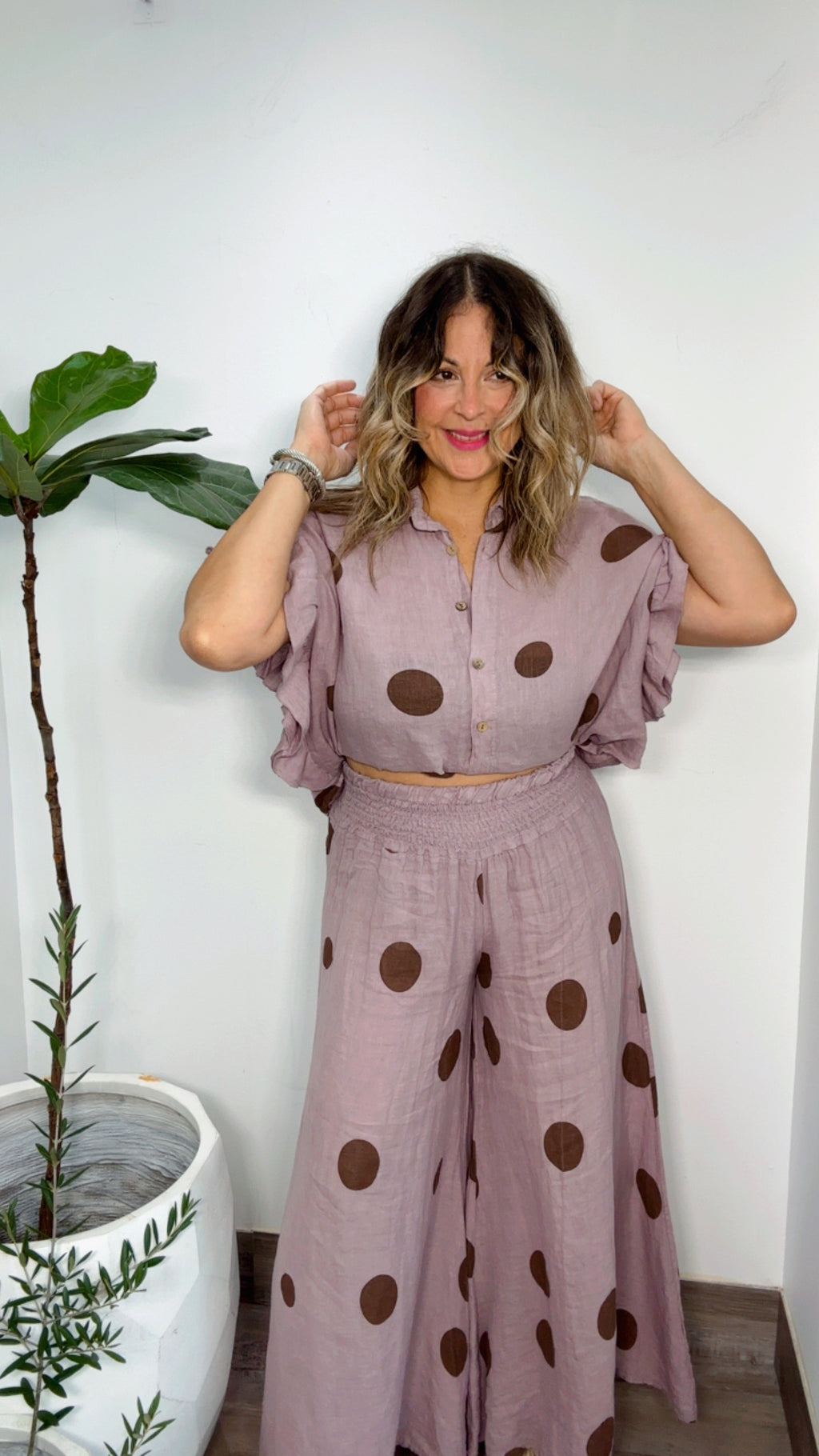 Chico Polka Mauve Linen Set