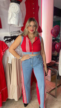 Red Denim Top & Pant Set