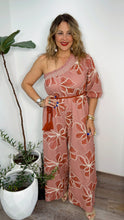 Flower One Shoulder Jumpsuit (Dusty Pink)