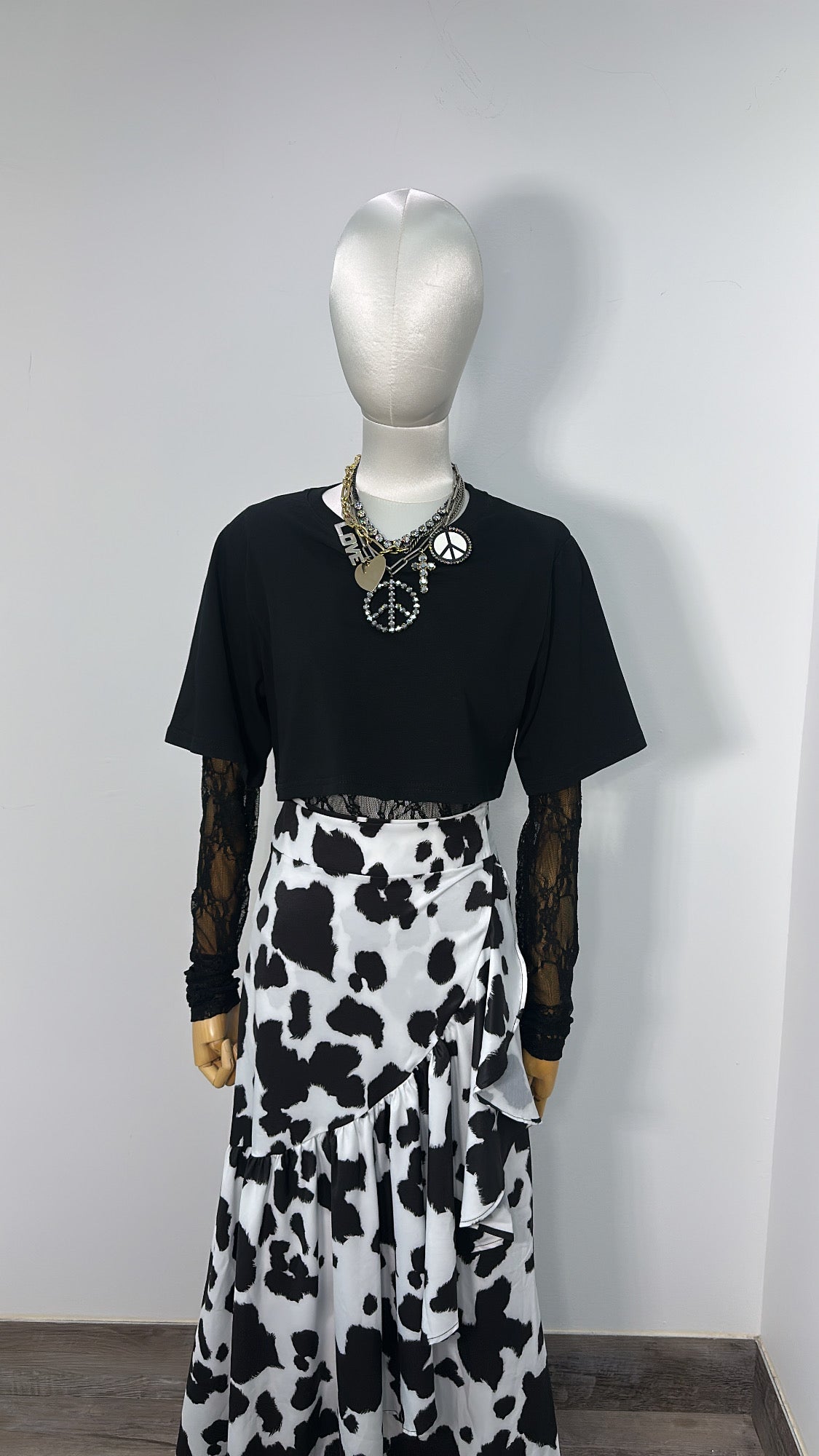 Cow Print Wrap Around Skirt