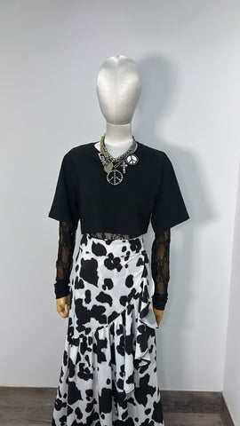 Cow Print Wrap Around Skirt