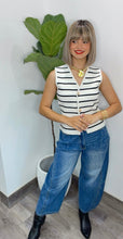 Black Striped White Vest