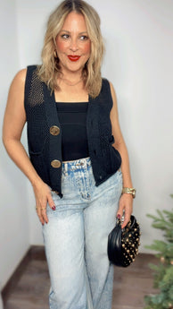 Crochet Black Vest