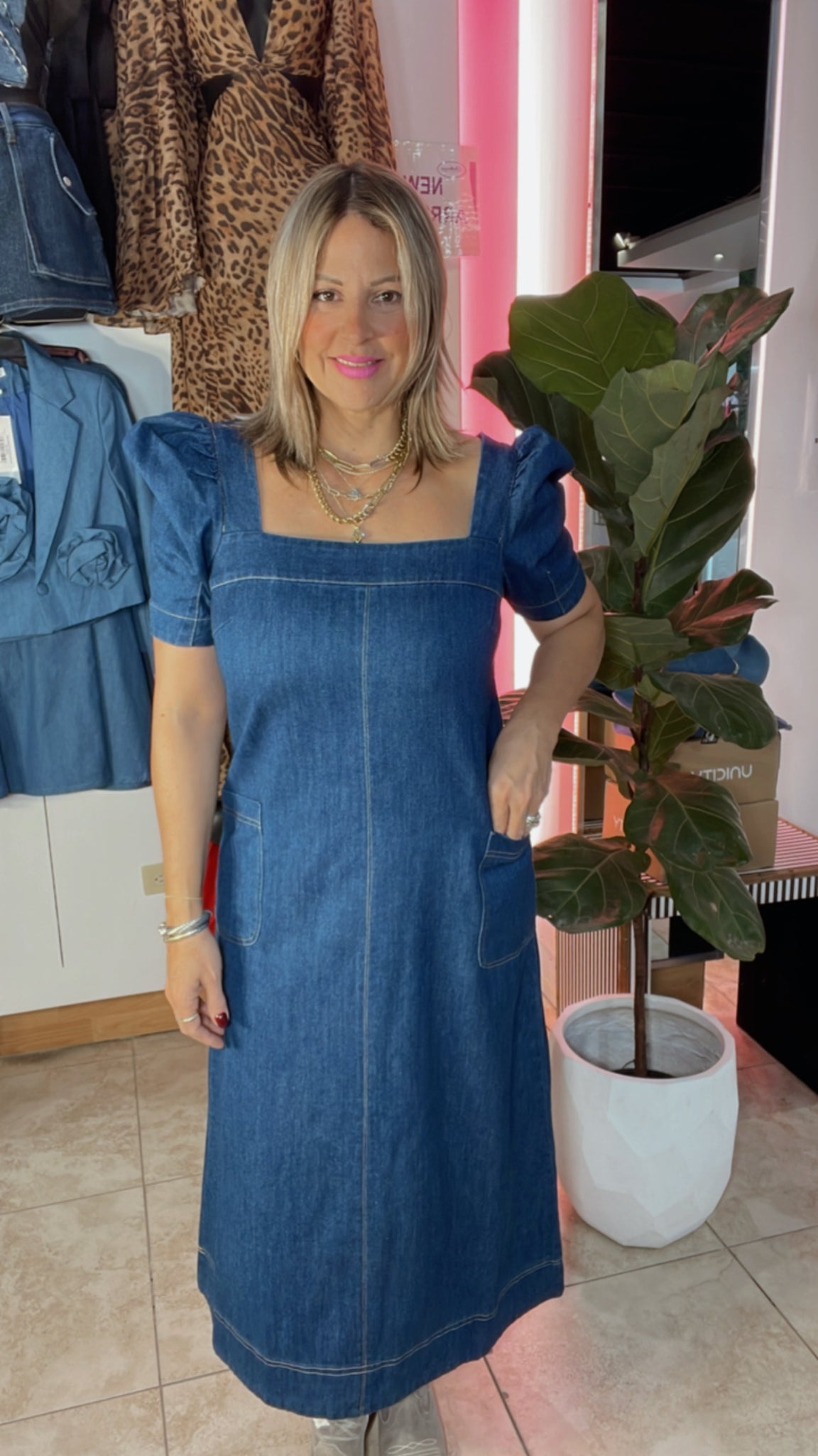 Indigo Denim Maxi Dress