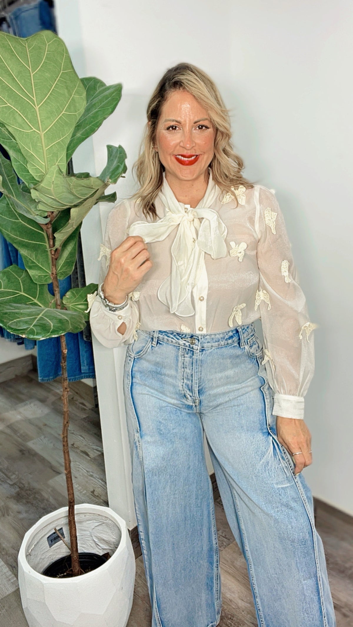 Terry Wide Denim Pants