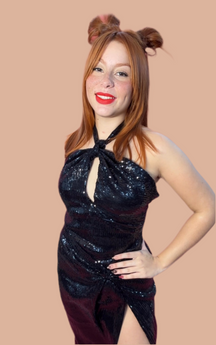 Anahís Sequin Black Halter Dress
