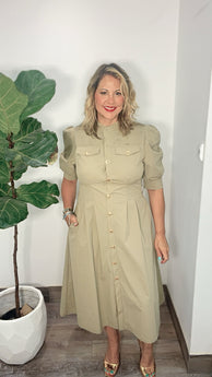 Sorrento Khaki Gracia Midi Dress