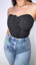 Indira Black Flower Top