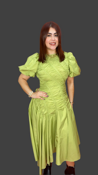 Lime Green Draped Dress