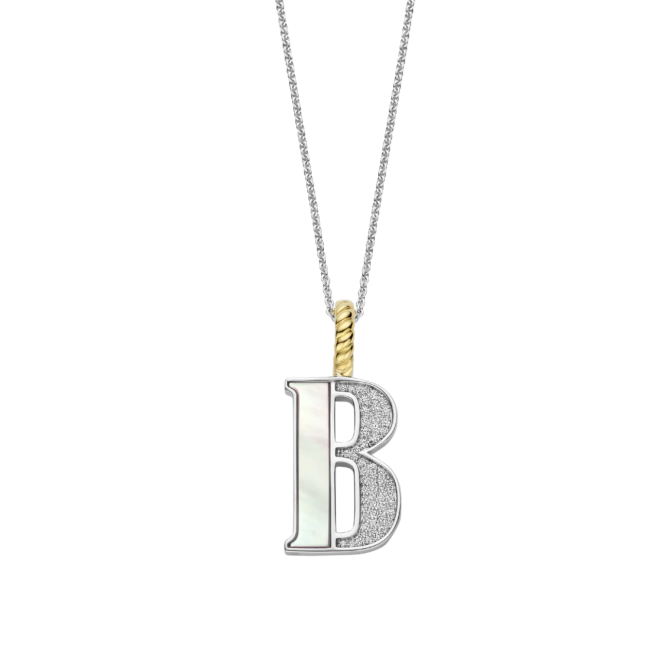 Mother Pearl  Letter B Pendant Necklace