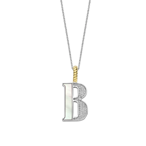 Mother Pearl  Letter B Pendant Necklace