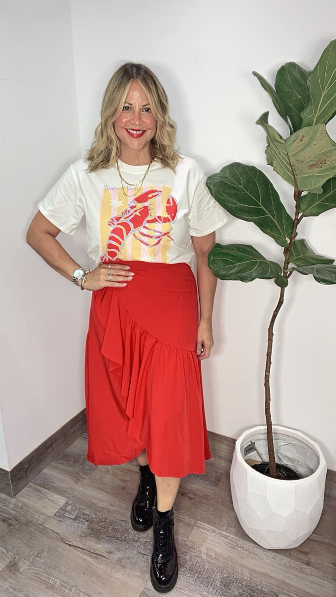 Falda Borinquen Roja Wrap Around Skirt